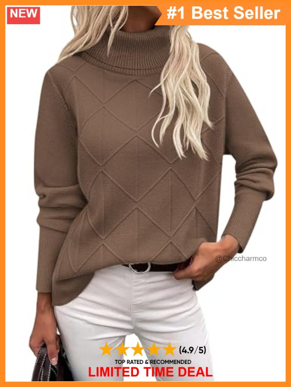 Zeagoo Turtleneck Sweater Long Sleeve Chunky Knit Pullover